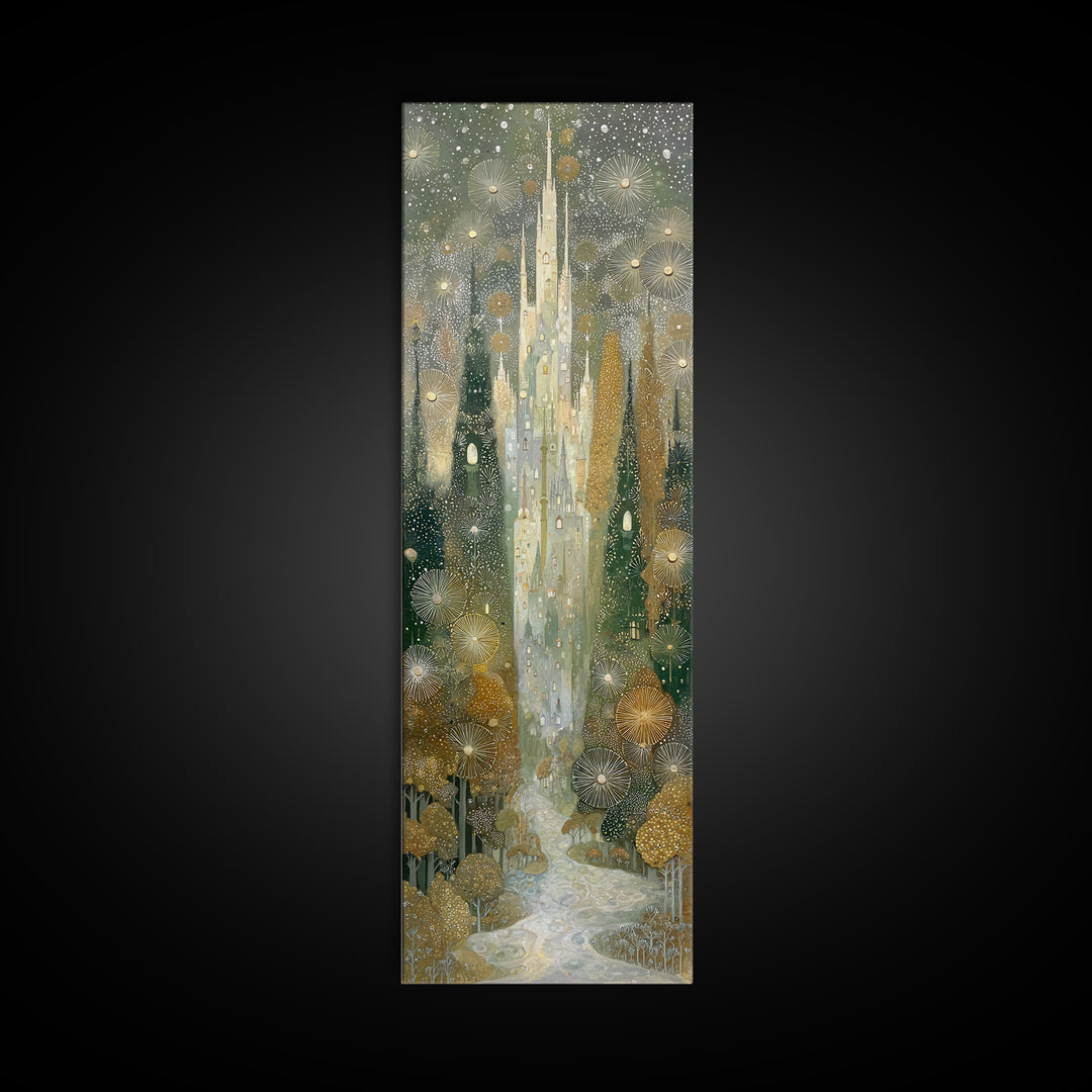 Mythic Waterfall Guarded by White Wolves Canvas Print, Fantasy Art, Wall Decor, Living Room Decor, Abstract Art, Mythic, FAN-1x3-60