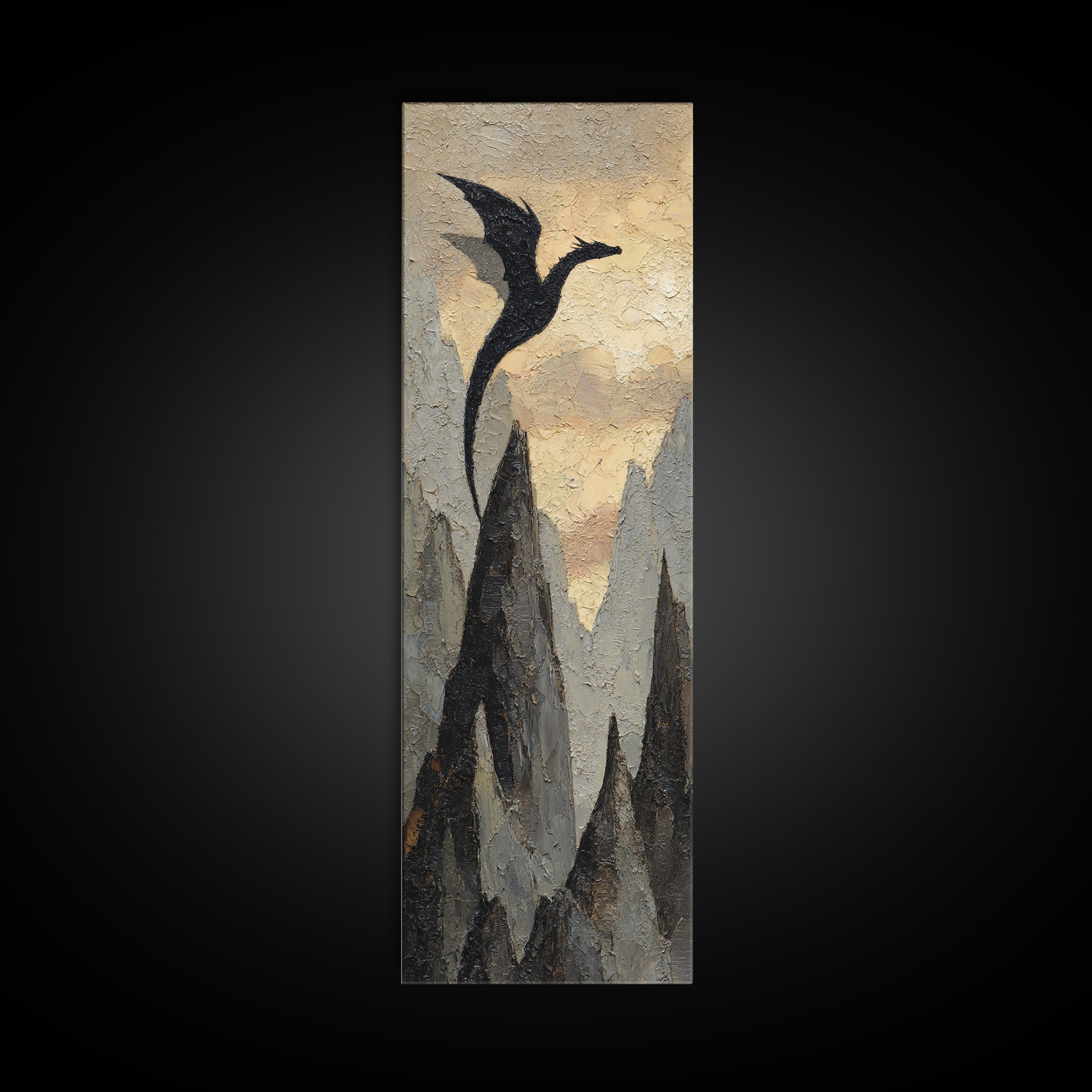 Wizard Tower under a Violet Storm Sky Framed Canvas Print, Fantasy Art, Fantasy, Living Room Decor, Fine Art, Mythic, FAN-1x3-64
