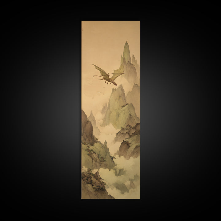 Griffin Perched on a Castle Wall Framed Canvas Print, Fantasy Art, Fantasy Home Decor, Living Room Decor, Fine Art, Mythic, FAN-1x3-70