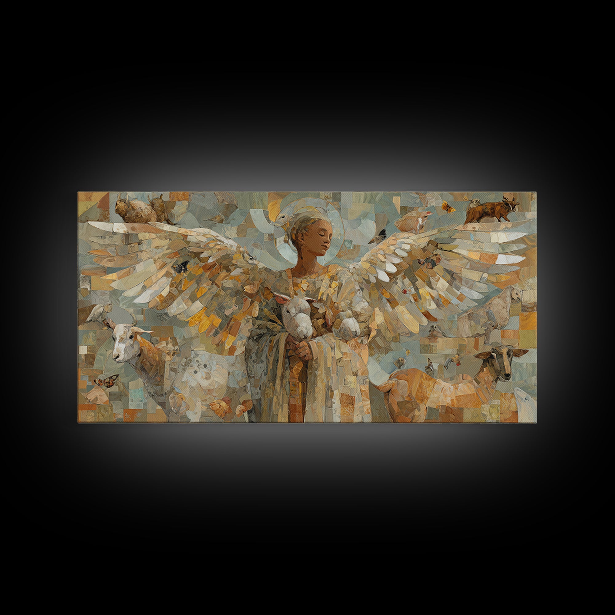Phoenix Rising in Gold and Crimson Flames Framed Canvas Print, Fantasy Art, Home Decor, Living Room Decor, Fine Art, Mythic, FAN-2x1-1