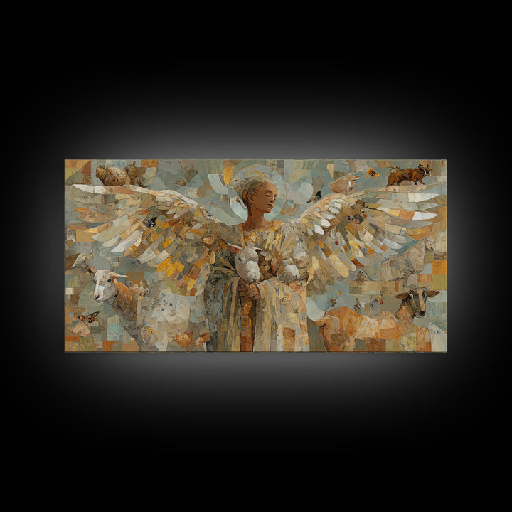 Phoenix Rising in Gold and Crimson Flames Framed Canvas Print, Fantasy Art, Home Decor, Living Room Decor, Fine Art, Mythic, FAN-2x1-1