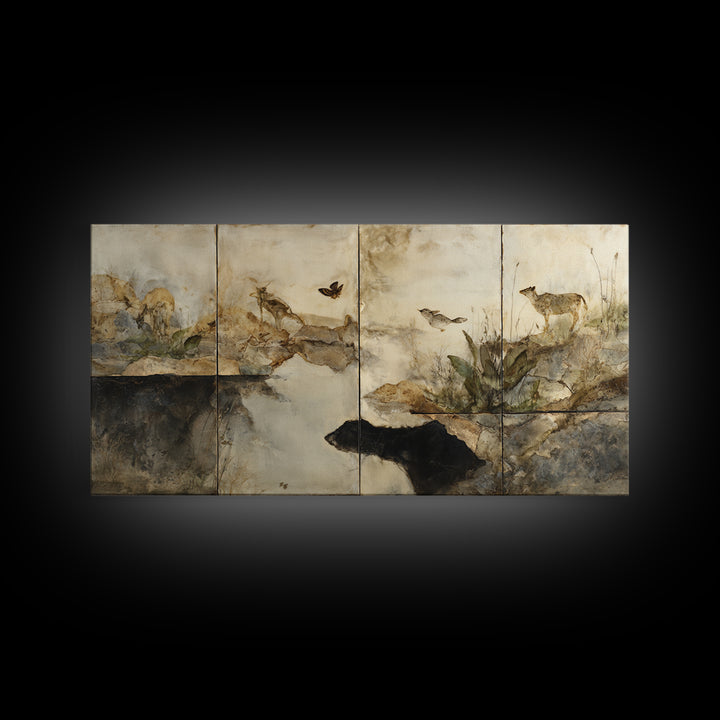 Celestial Dragon Wrapped Around a Moon Framed Canvas Print, Fantasy Art, Art Print, Living Room Decor, Fine Art, Mythic, FAN-2x1-10