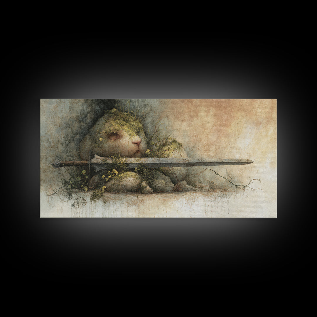 Mermaid Lagoon with Bioluminescent Water Canvas Print, Fantasy Art, Whimsical Art, Living Room Decor, Fine Art, Mythic, FAN-2x1-76