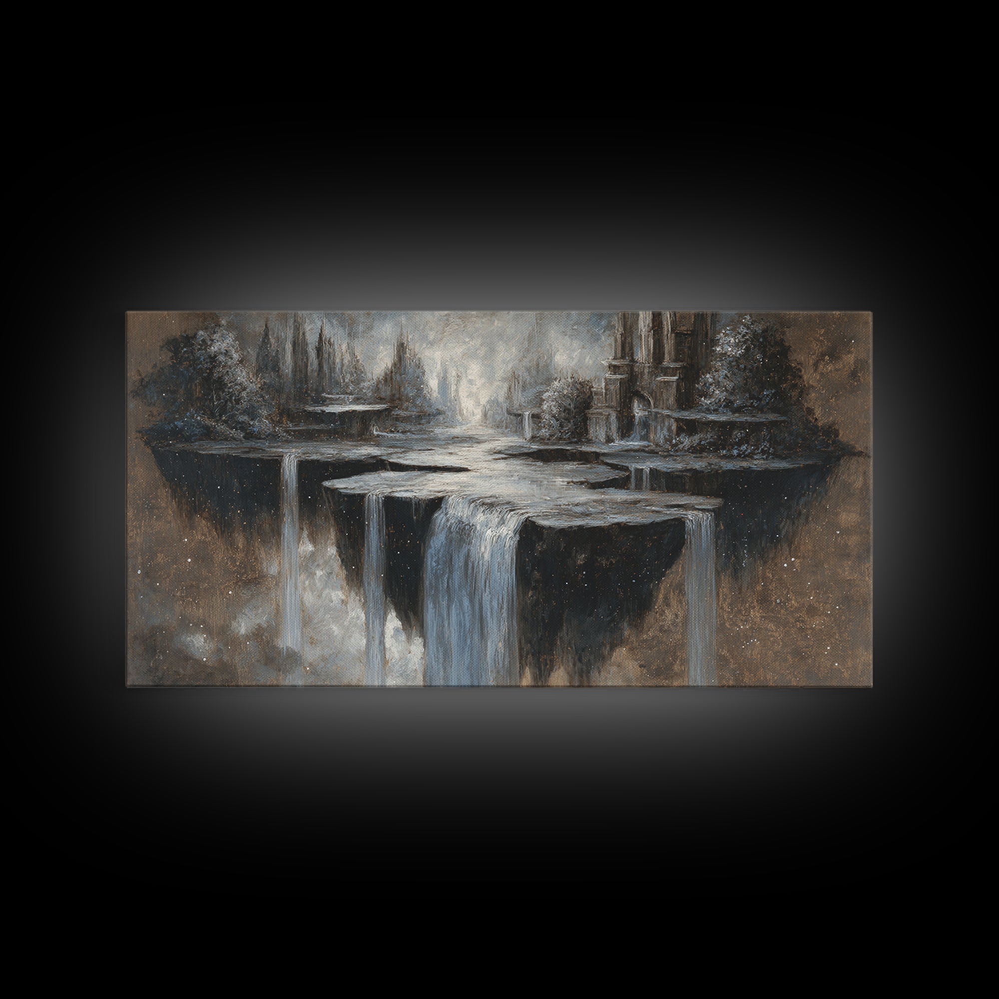Dwarven Forge with Molten Gold Glow Framed Canvas Print, Fantasy Art, Home Decor, Living Room Decor, Fine Art, Mythic, FAN-2x1-86