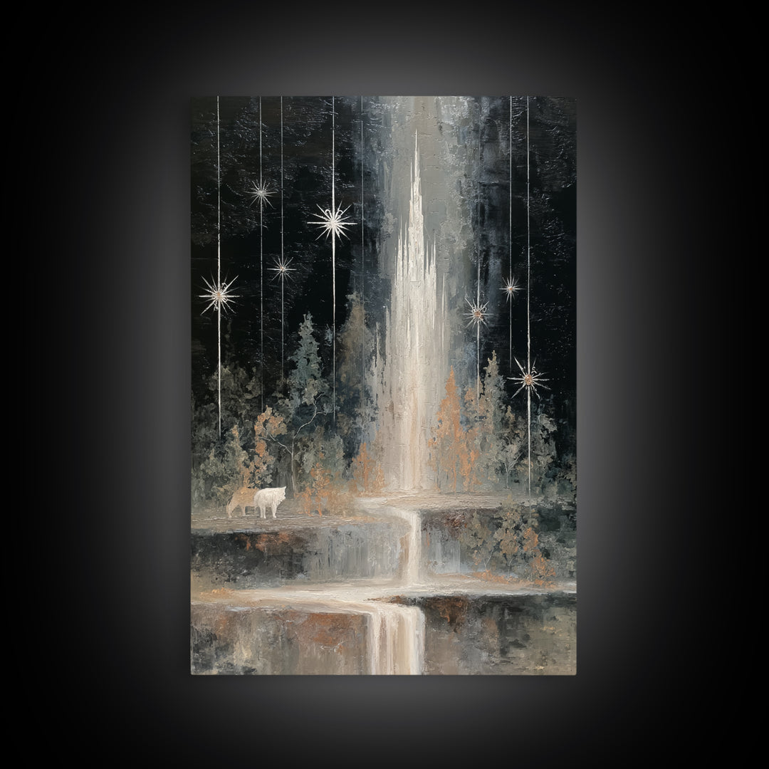 Giant Tree City Filled Framed Canvas Print, Fantasy Art, Painting, Living Room Decor, Abstract Art, Mythic, Gothic Art, FAN-2x3-17