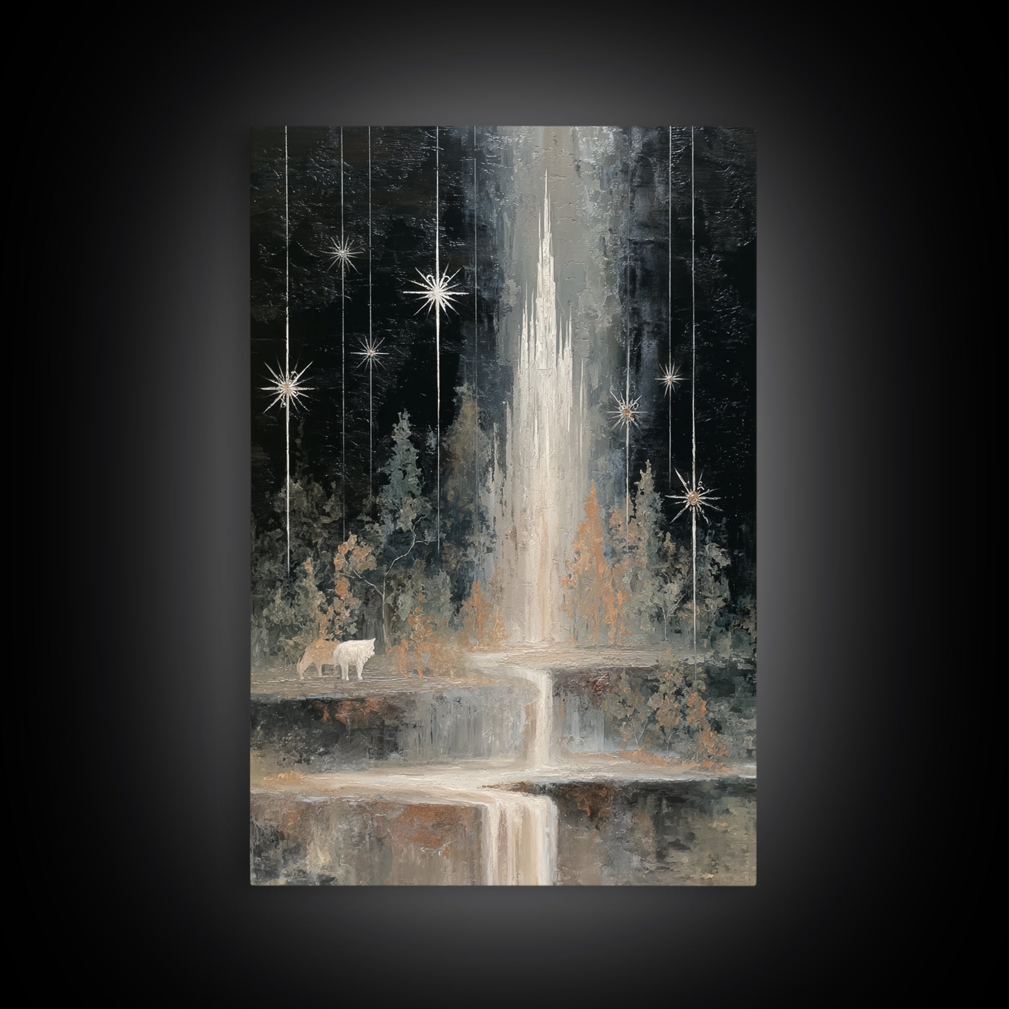 Giant Tree City Filled Framed Canvas Print, Fantasy Art, Painting, Living Room Decor, Abstract Art, Mythic, Gothic Art, FAN-2x3-17