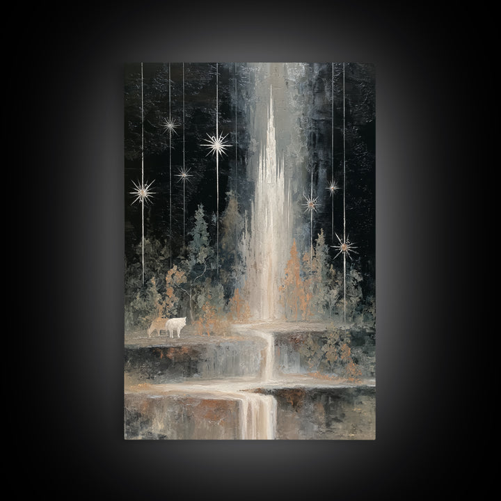 Giant Tree City Filled Framed Canvas Print, Fantasy Art, Painting, Living Room Decor, Abstract Art, Mythic, Gothic Art, FAN-2x3-17
