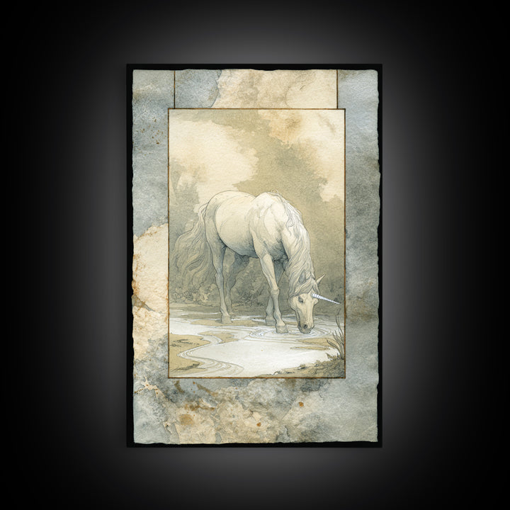 Ancient Map Landscape Framed Canvas Print, Fantasy Art, Contemporary Art, Living Room Decor, Fine Art, Mythic, Printable Art, FAN-2x3-21
