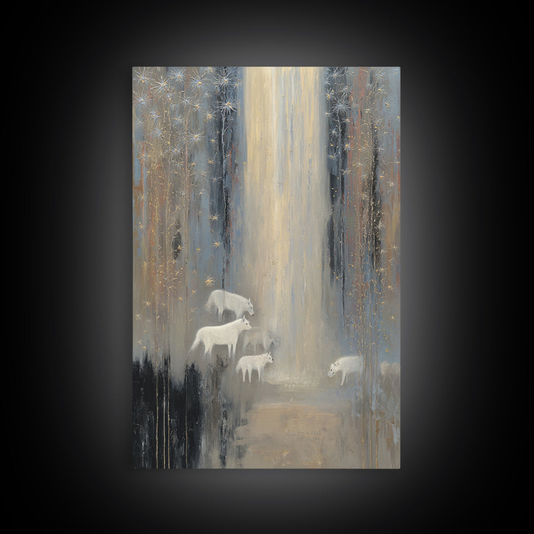Faerie Market under Giant Mushrooms Framed Canvas Print, Fantasy Art, Wall Art, Living Room Decor, Abstract Art, Mythic, FAN-2x3-47