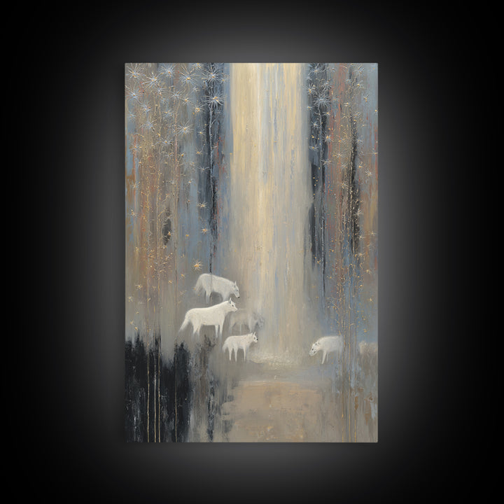 Faerie Market under Giant Mushrooms Framed Canvas Print, Fantasy Art, Wall Art, Living Room Decor, Abstract Art, Mythic, FAN-2x3-47