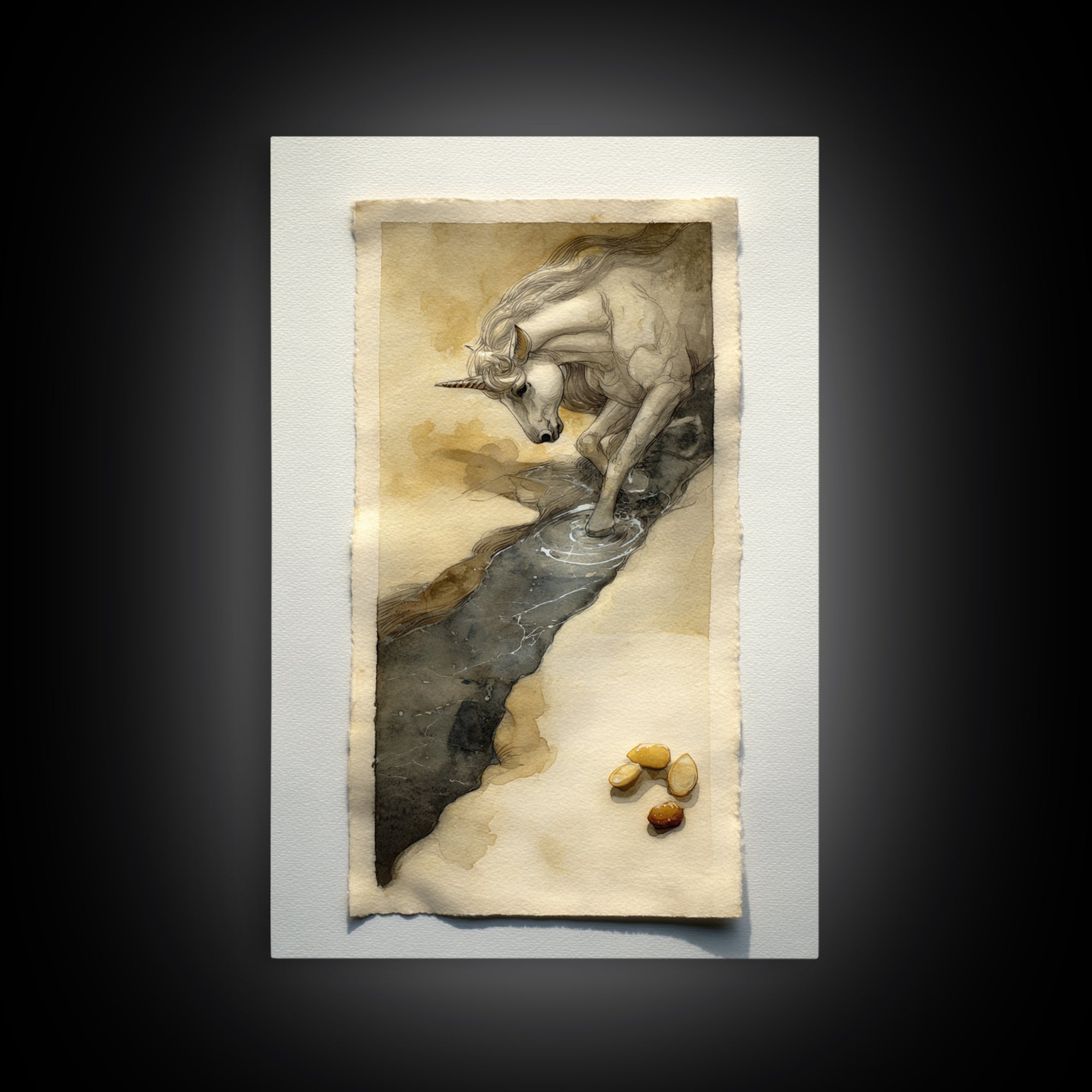 Sea Serpent Beneath a Stormy Ship Silhouette Framed Canvas Print, Fantasy Art, Room Decor, Living Room Decor, Oil Painting, FAN-2x3-51