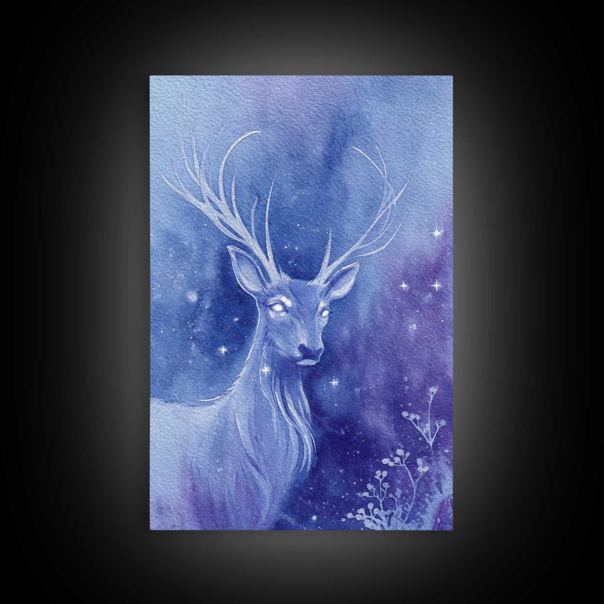 Crystal Cave with Luminous Blue Reflections Canvas Print, Fantasy Art, Print, Living Room Decor, Abstract Art, Mythic, FAN-2x3-86
