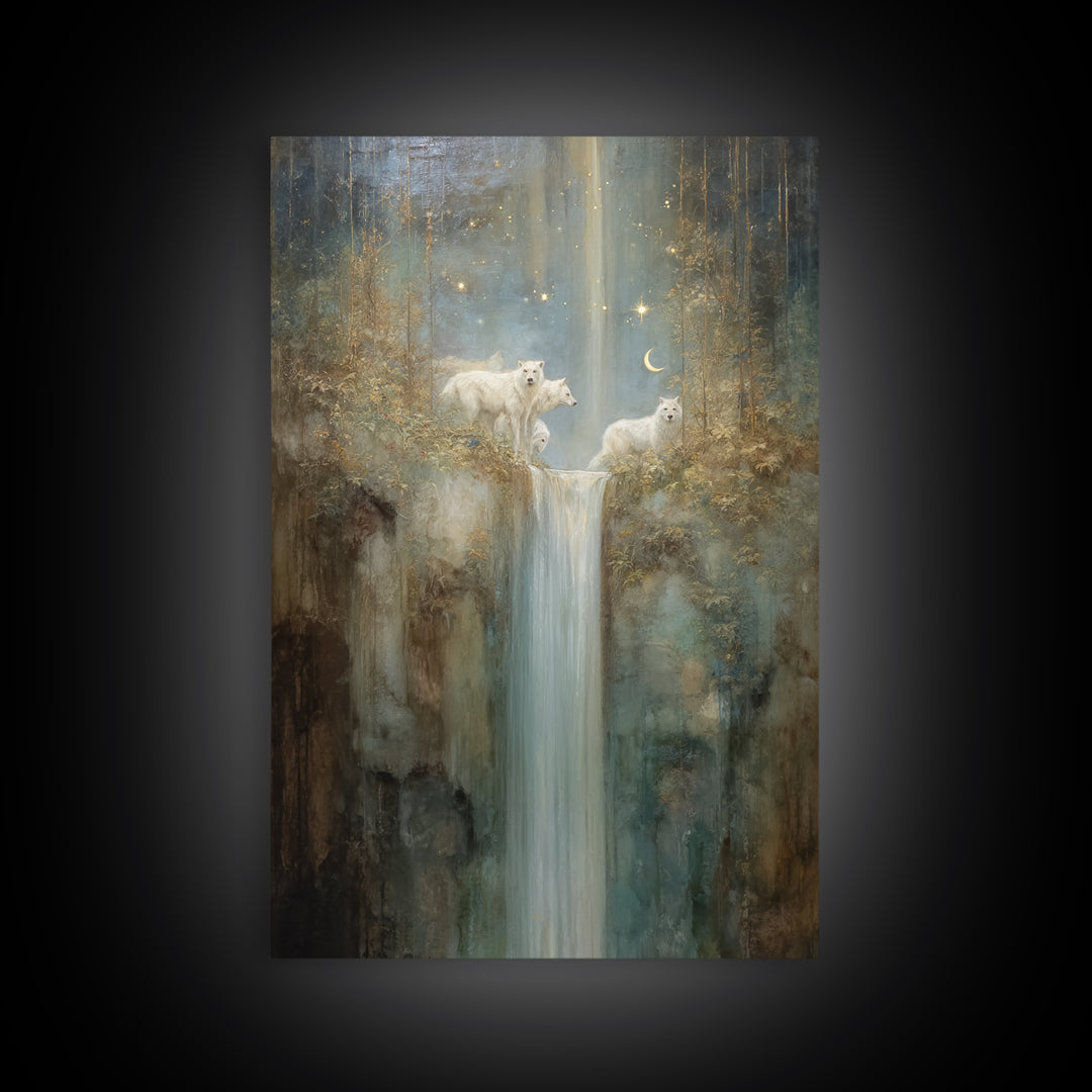 Faerie Market under Giant Mushrooms Canvas Print, Fantasy Art, Landscape, Living Room Decor, Oil Painting, Mythic, FAN-2x3-95