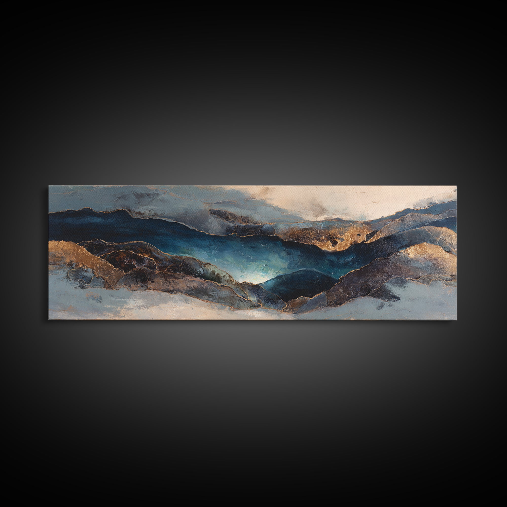 Dwarven Forge with Molten Gold Glow Framed Canvas Print, Fantasy Art, Home Decor, Living Room Decor, Fine Art, Mythic, FAN-3x1-10