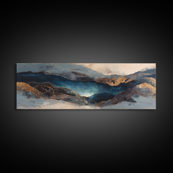 Dwarven Forge with Molten Gold Glow Framed Canvas Print, Fantasy Art, Home Decor, Living Room Decor, Fine Art, Mythic, FAN-3x1-10