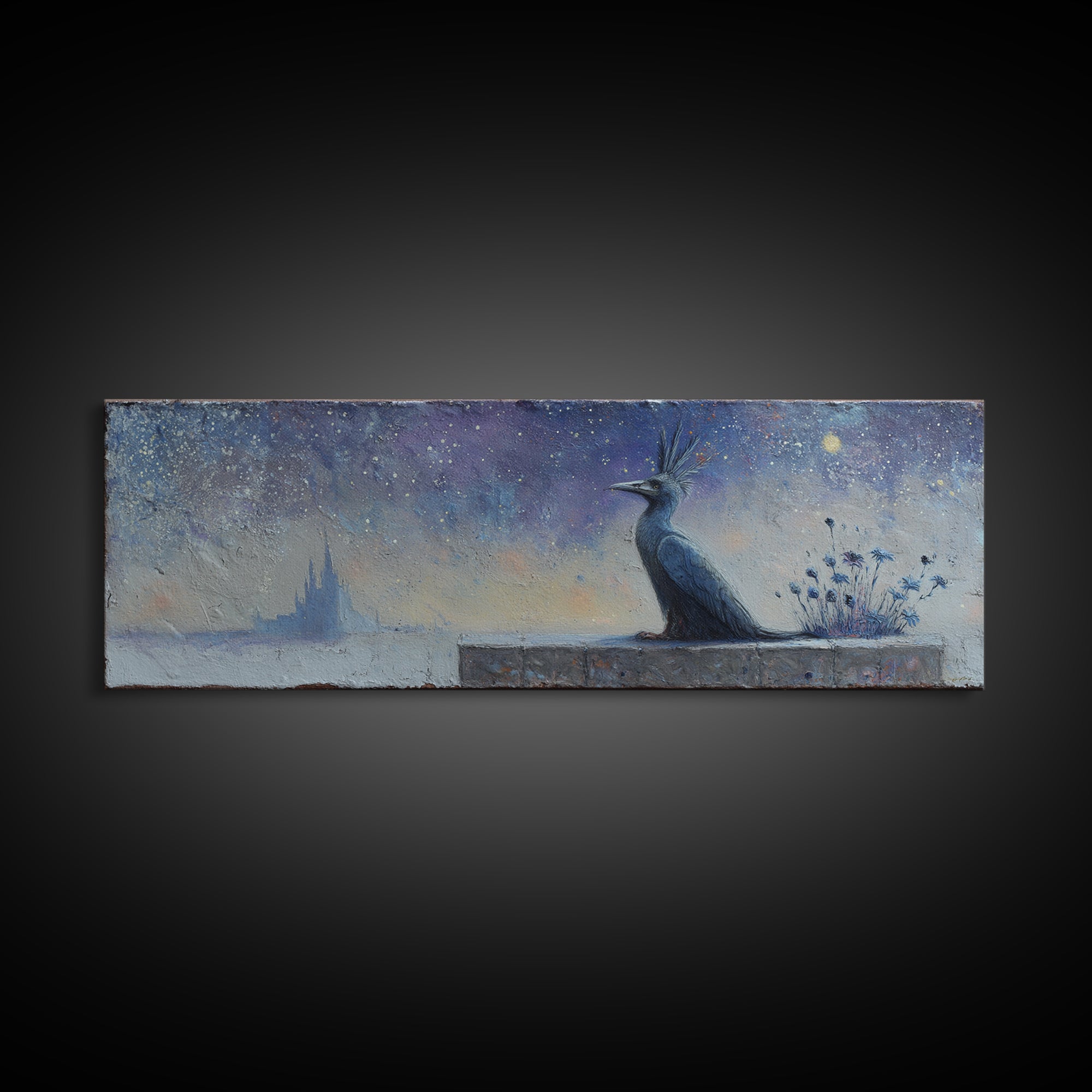 Armored Knight Facing a Glowing Portal Framed Canvas Print, Fantasy Art, Wall Decor, Living Room Decor, Oil Painting, Mythic, FAN-3x1-47