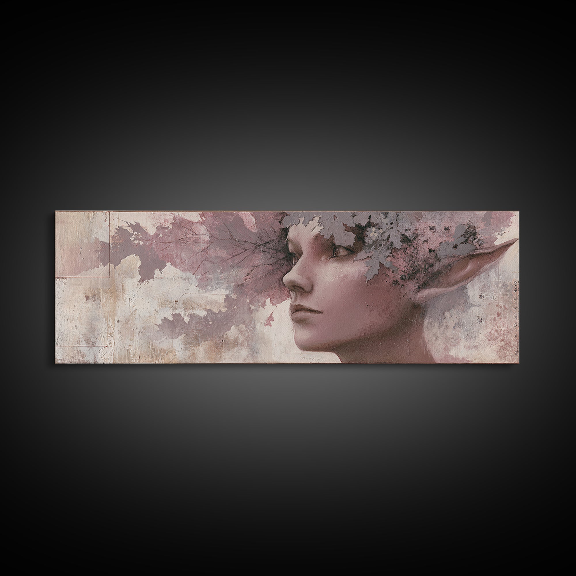 Magic Sword Embedded Framed Canvas Print, Fantasy Art, Painting, Living Room Decor, Fine Art, Mythic, Gothic Art, Landscape, FAN-3x1-51