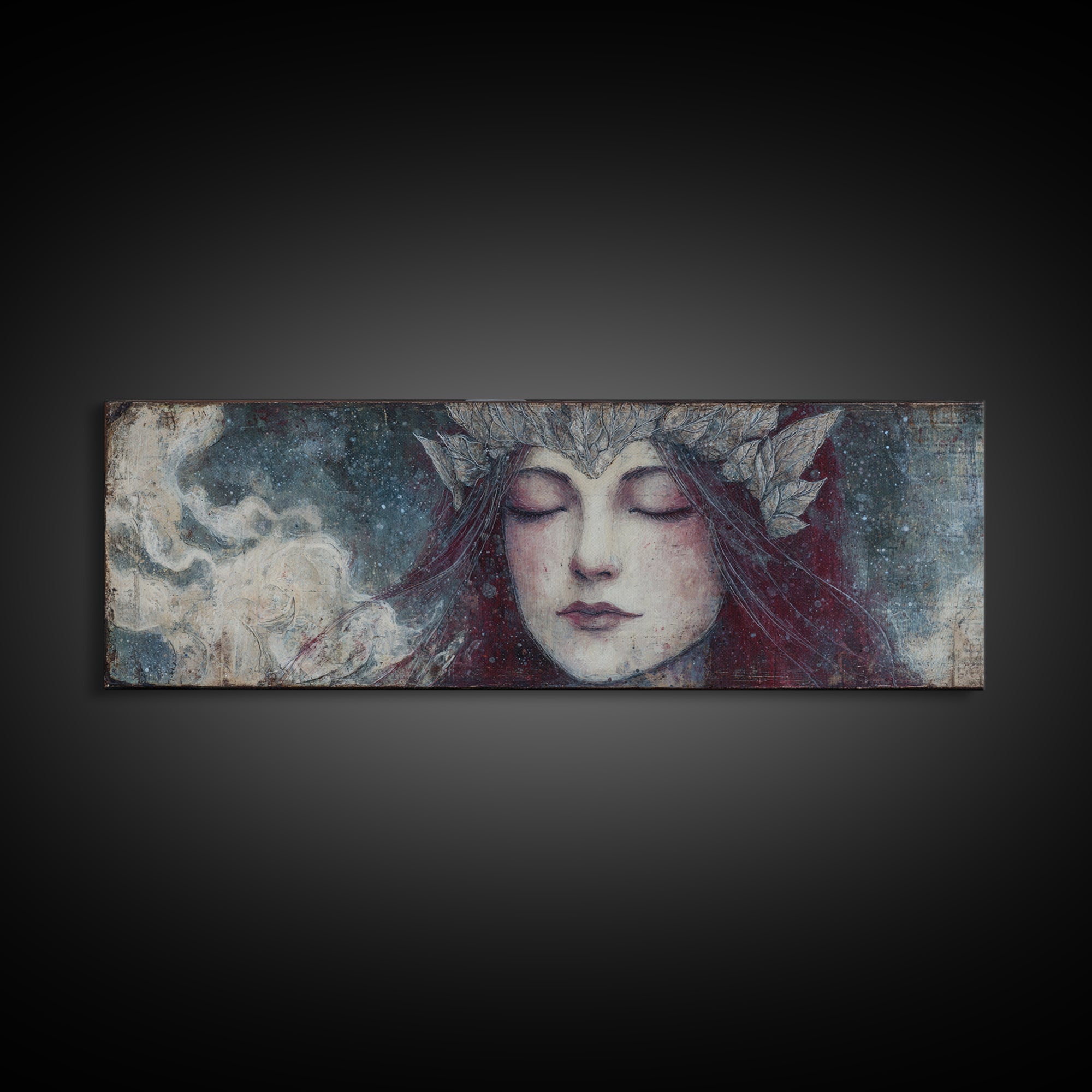 Angelic Warrior with Radiant Wings Framed Canvas Print, Fantasy Art, Room Decor, Living Room Decor, Fine Art, Mythic, FAN-3x1-63