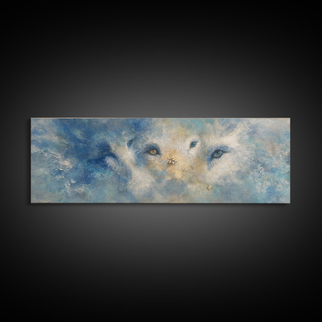 Forest Spirit with Antlers and Glowing Eyes Canvas Print, Fantasy Art, Home Decor, Living Room Decor, Oil Painting, Mythic, FAN-3x1-76