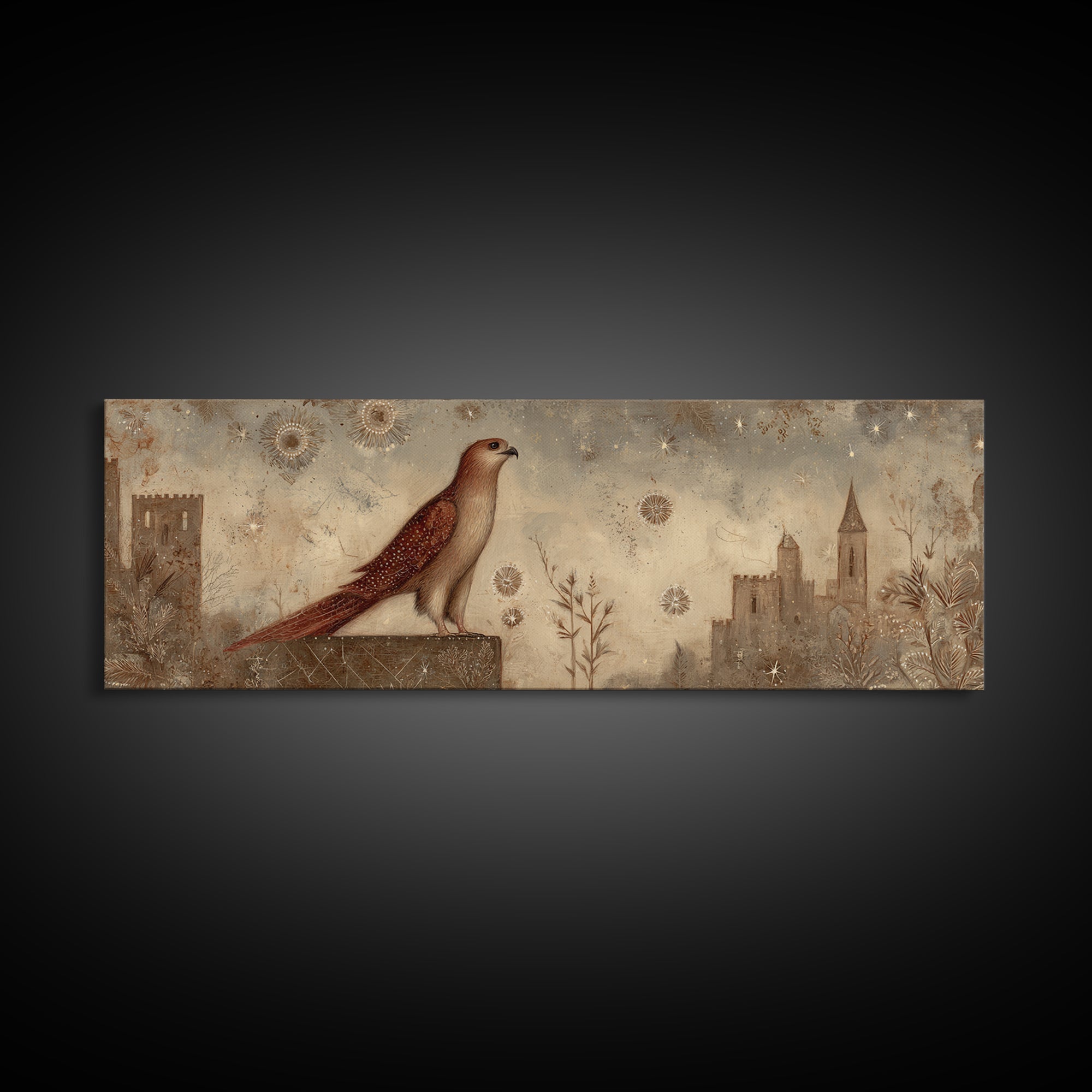 Sea Serpent Beneath a Stormy Ship Silhouette Canvas Print, Fantasy Art, Print, Living Room Decor, Fine Art, Mythic, Fairy Art, FAN-3x1-83