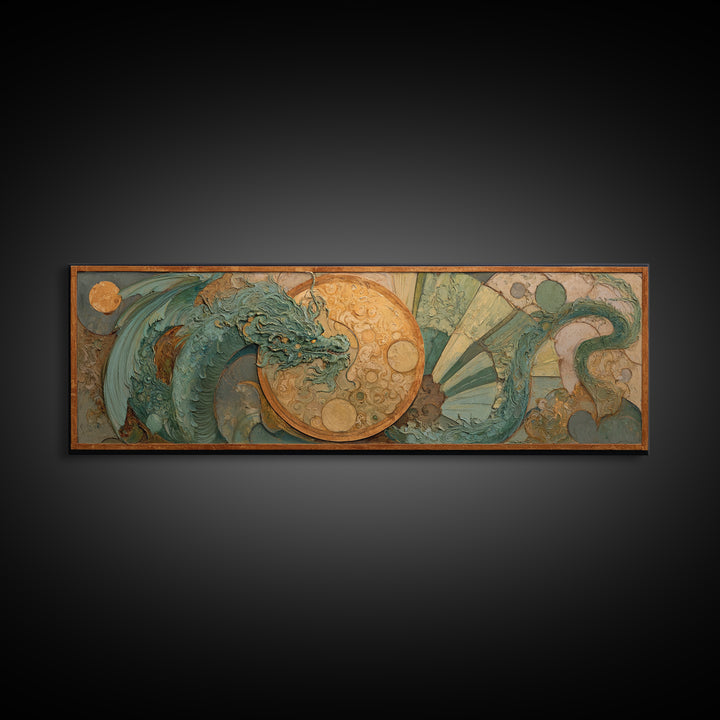 Mermaid Lagoon with Bioluminescent Water Canvas Print, Fantasy Art, Neutral Decor, Living Room Decor, Fine Art, Mythic, FAN-3x1-96