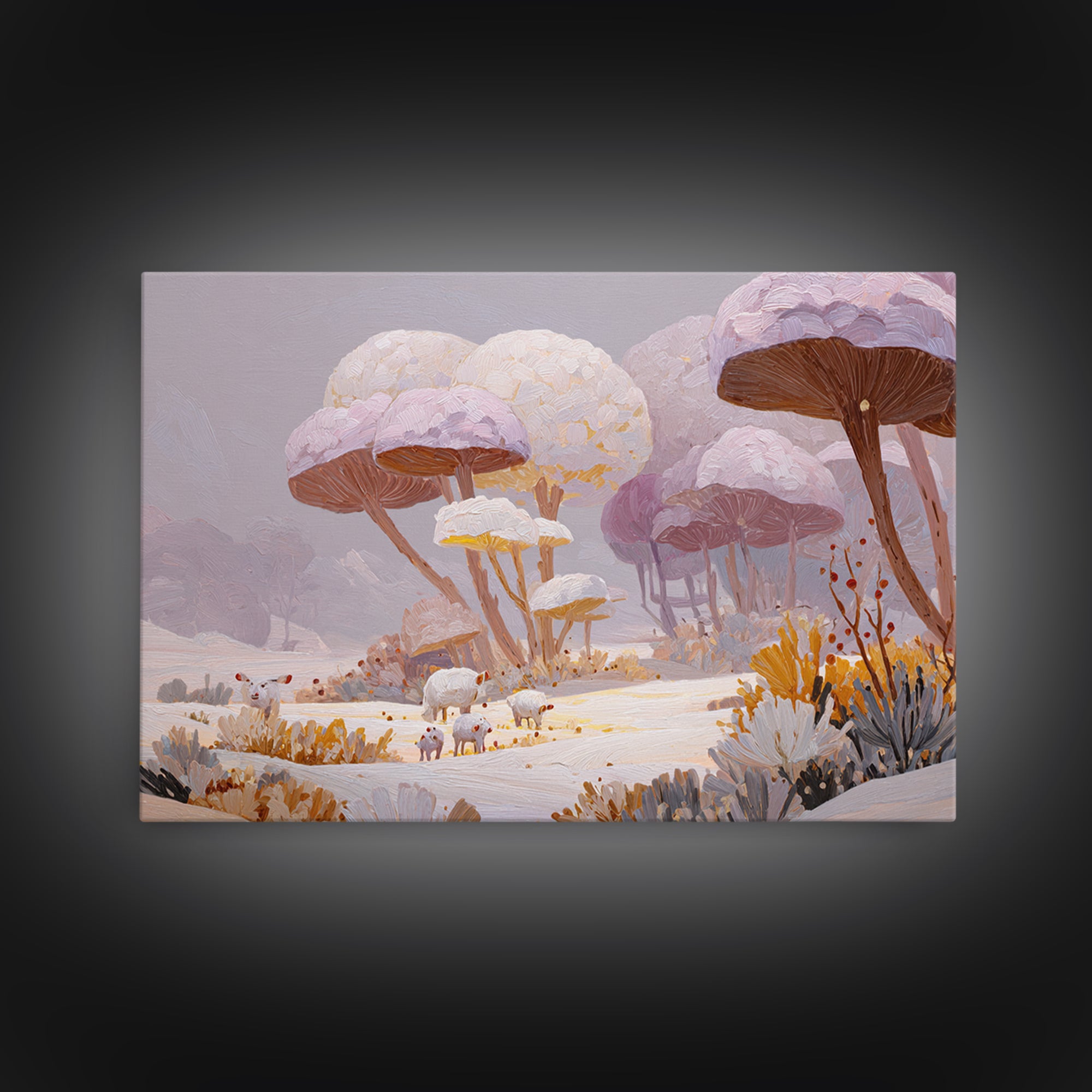 Crystal Cave with Luminous Blue Reflections Framed Canvas Print, Fantasy Art, Dragon Art, Living Room Decor, Oil Painting, FAN-3x2-82