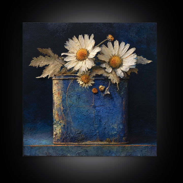 Weathered Horseshoe and Wildflowers Framed Canvas Print, Farmhouse Art, Gallery Wall, Farmhouse Decor, Oil Painting, Harvest, FAR-1x1-21