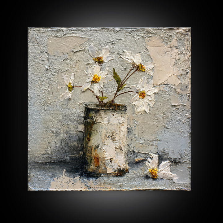 Sunflowers in a Galvanized Metal Bucket Canvas Print, Farmhouse Art, Digital Wall Art, Farmhouse Decor, Fine Art, Harvest, FAR-1x1-3