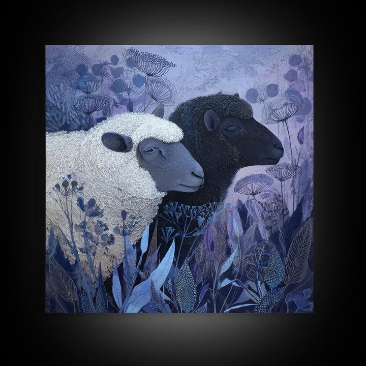 Black and White Sheep Framed Canvas Print, Farmhouse Art, Printable Wall Art, Farmhouse Decor, Harvest, Black Wall Art, FAR-1x1-8