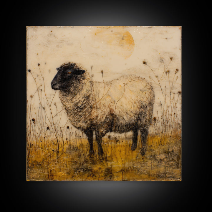 Black and White Sheep Framed Canvas Print, Farmhouse Art, Modern Decor, Farmhouse Decor, Fine Art, Harvest, Home Decor, FAR-1x1-80