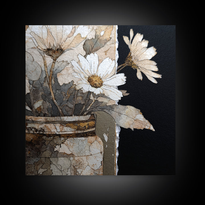 Sunflowers in a Galvanized Metal Bucket Canvas Print, Farmhouse Art, Wall Art, Farmhouse Decor, Oil Painting, Harvest, FAR-1x1-99