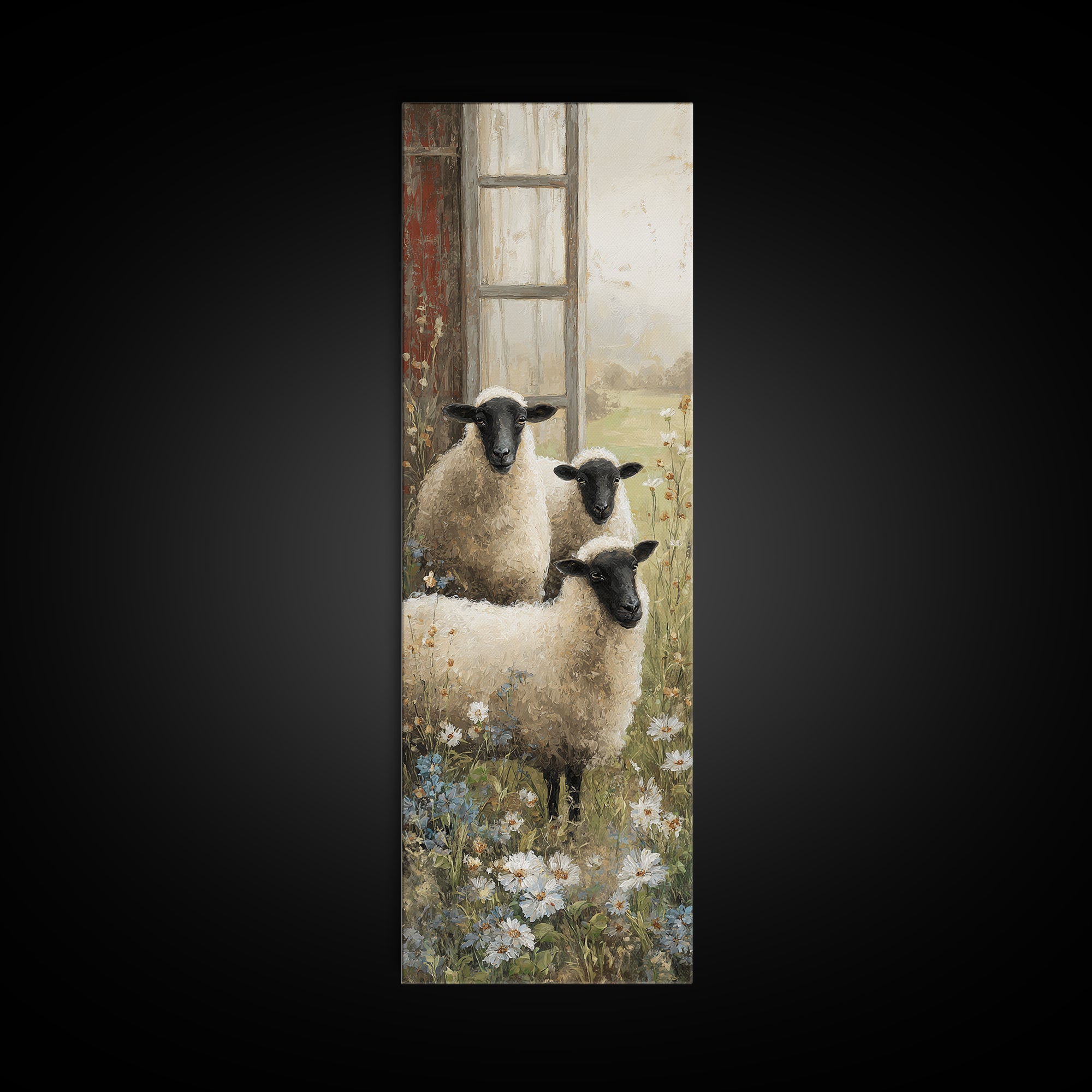 Black and White Sheep Framed Canvas Print, Farmhouse Art, Luxury Decor, Farmhouse Decor, Fine Art, Harvest, Art Prints, FAR-1x3-20