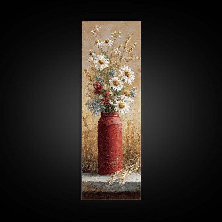 Old Milk Can Framed Canvas Print, Farmhouse Art, Art Print, Farmhouse Decor, Fine Art, Harvest, Digital Art, Printable Wall Art, FAR-1x3-24