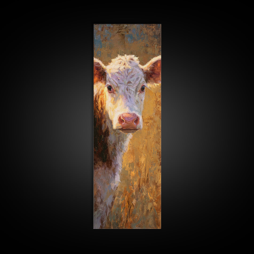 White Cow Portrait Canvas Print, Farmhouse Art, Statement Artwork, Farmhouse Decor, Fine Art, Harvest, Digital Prints, FAR-1x3-37