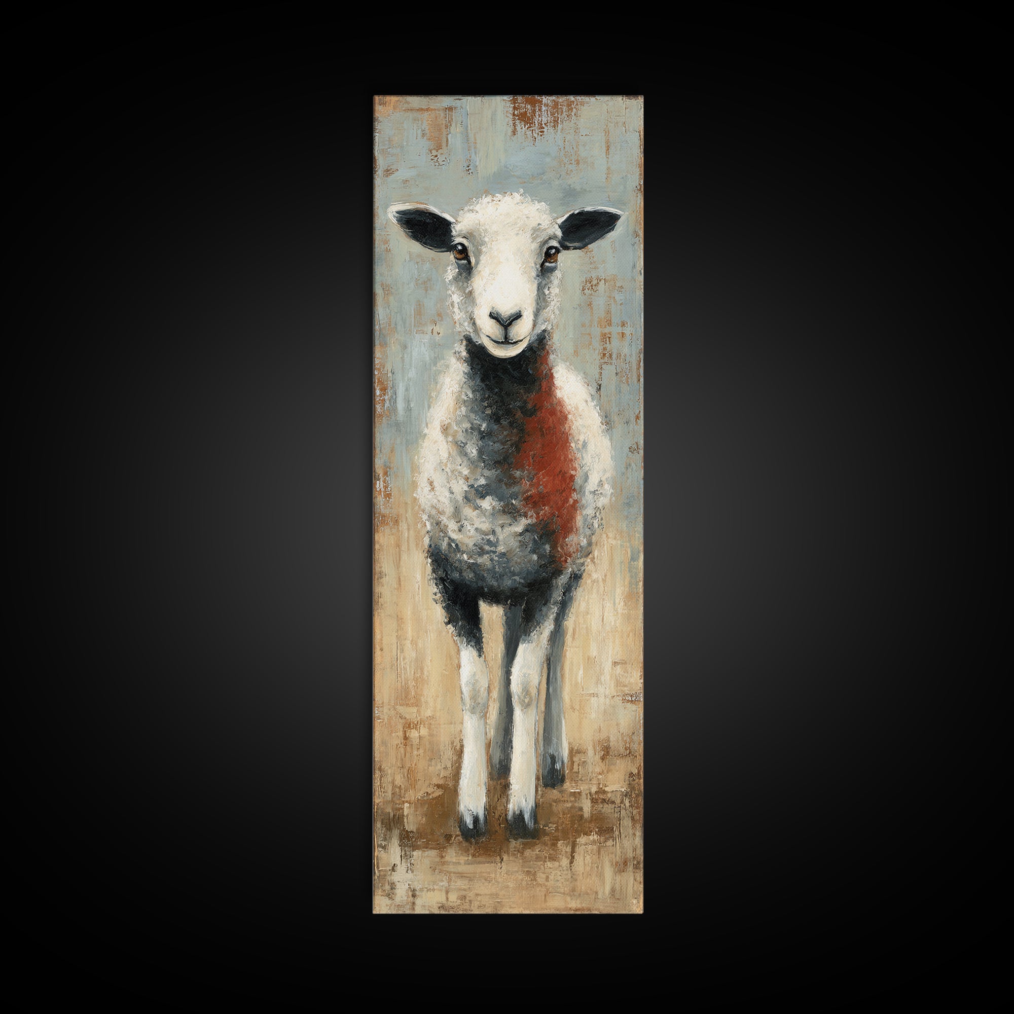 Black and White Sheep Canvas Print, Farmhouse Art, Digital Print, Farmhouse Decor, Fine Art, Harvest, Floral Wall Art, FAR-1x3-68