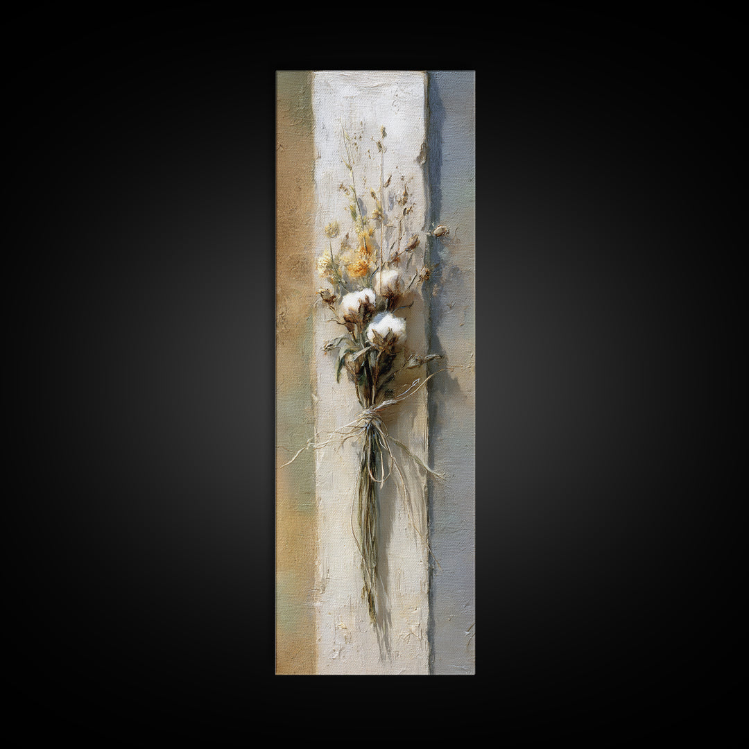 Wheat Bundle Tied Framed Canvas Print, Farmhouse Art, Landscape Art, Farmhouse Decor, Fine Art, Harvest, Textured Painting, FAR-1x3-70