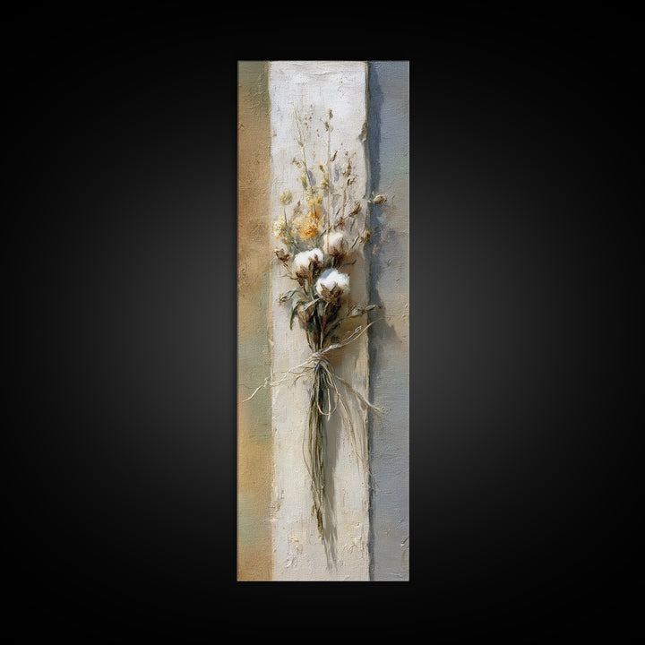 Wheat Bundle Tied Framed Canvas Print, Farmhouse Art, Landscape Art, Farmhouse Decor, Fine Art, Harvest, Textured Painting, FAR-1x3-70