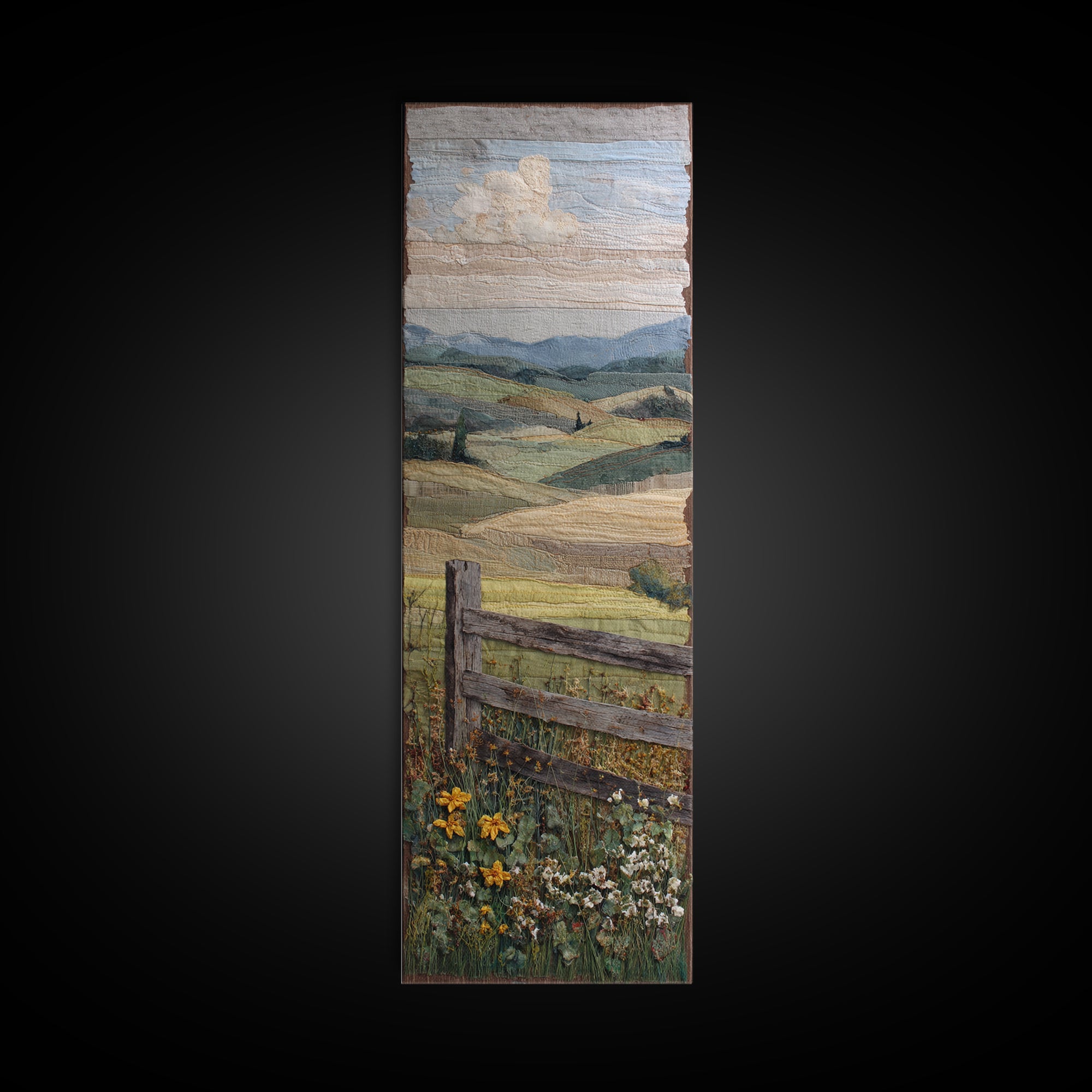 Country Landscape with Fence and Rolling Hills Framed Canvas Print, Farmhouse Art, Downloadable Art, Farmhouse Decor, Harvest, FAR-1x3-74