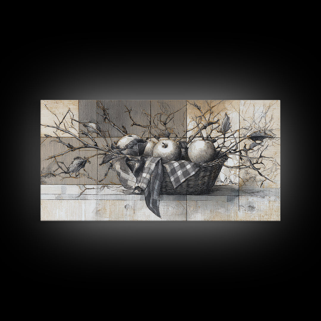 Farmhouse Wreath of Cotton Stems and Eucalyptus Framed Canvas Print, Farmhouse Art, Fine Art Print, Farmhouse Decor, Harvest, FAR-2x1-16