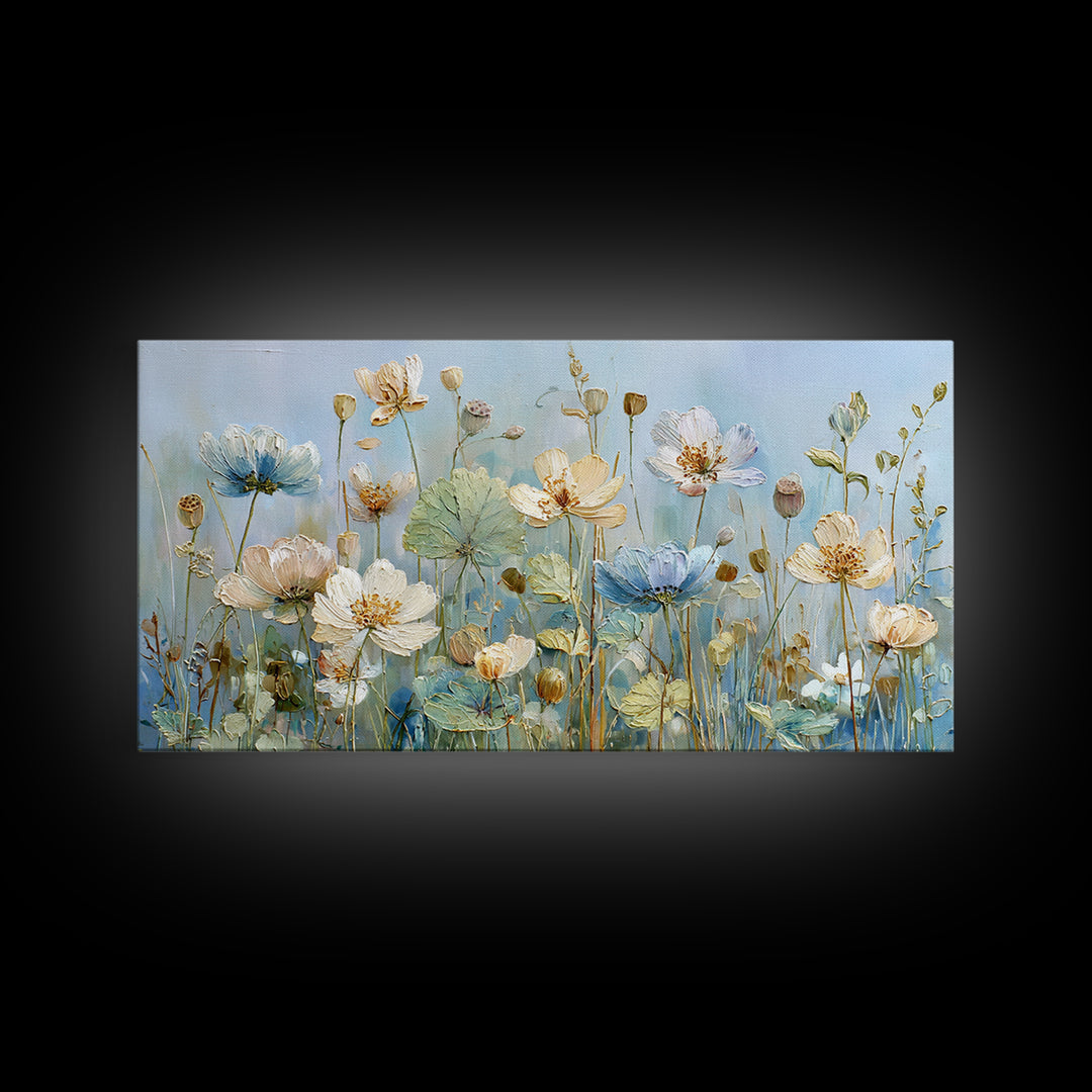 Chicken Family in a Garden Patch Framed Canvas Print, Farmhouse Art, Contemporary Art, Farmhouse Decor, Oil Painting, Harvest, FAR-2x1-83