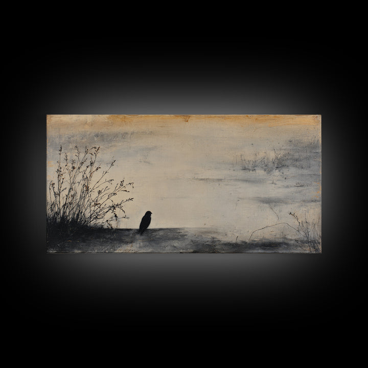 Windmill Silhouette at Sunset Framed Canvas Print, Farmhouse Art, Digital Wall Art, Farmhouse Decor, Fine Art, Harvest, FAR-2x1-85