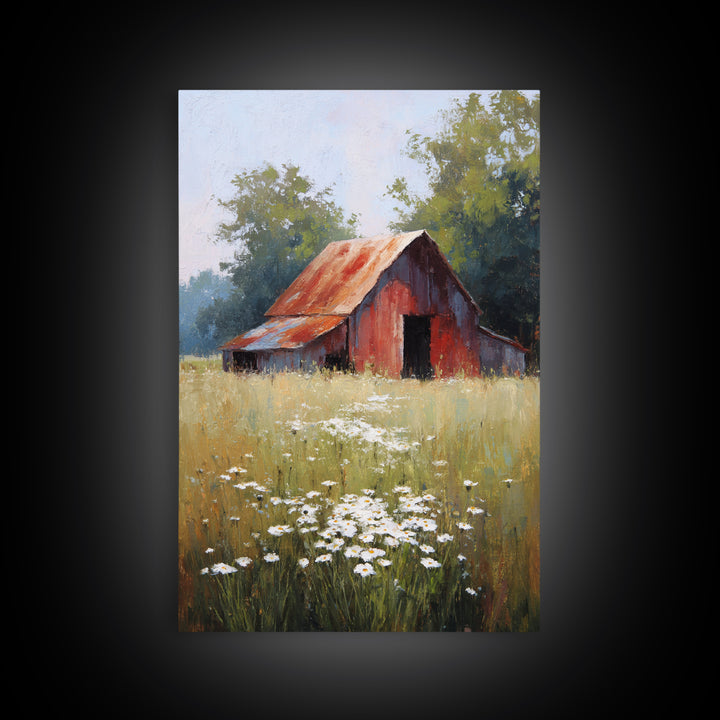 Rustic Barn in Golden Field Light Canvas Print, Farmhouse Art, Luxury Decor, Farmhouse Decor, Fine Art, Harvest, Art Prints, FAR-2x3-10