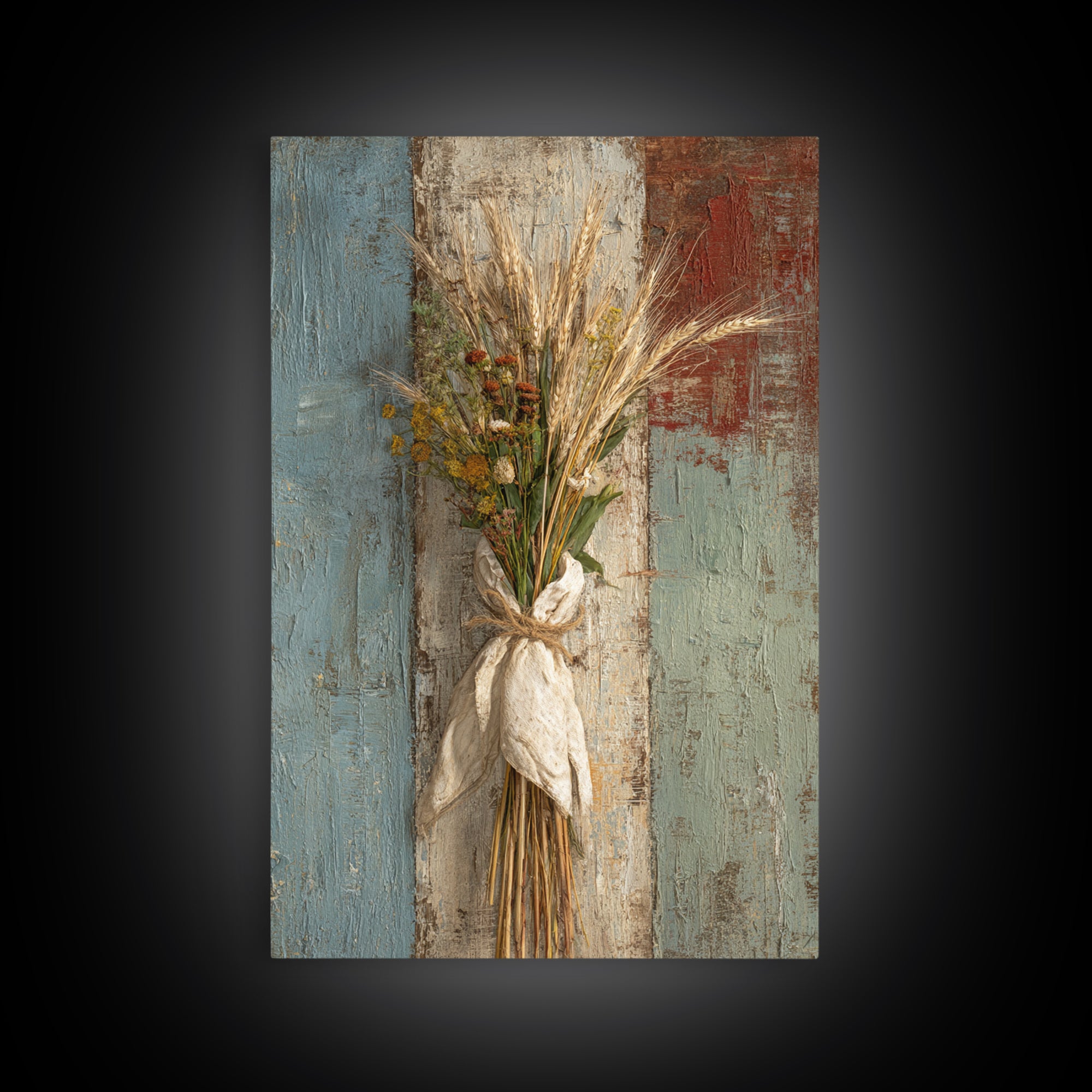 Wheat Bundle Tied Canvas Print, Farmhouse Art, Home Decor, Farmhouse Decor, Oil Painting, Harvest, Living Room Decor, FAR-2x3-66