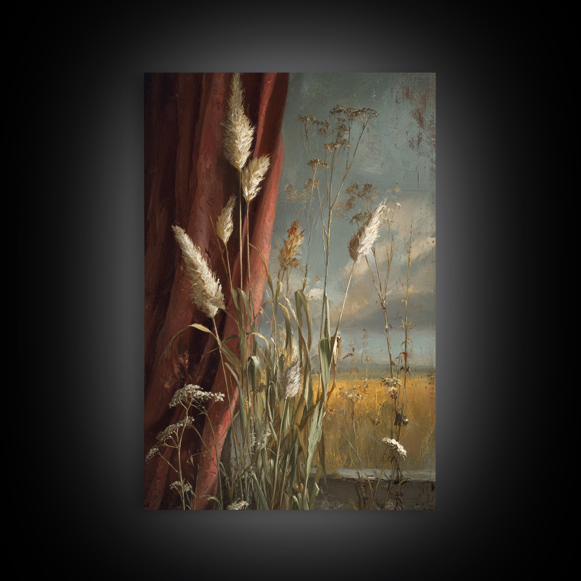 Cornfield under a Dramatic Summer Sky Framed Canvas Print, Farmhouse Art, Wall Decor, Farmhouse Decor, Fine Art, Harvest, FAR-2x3-78