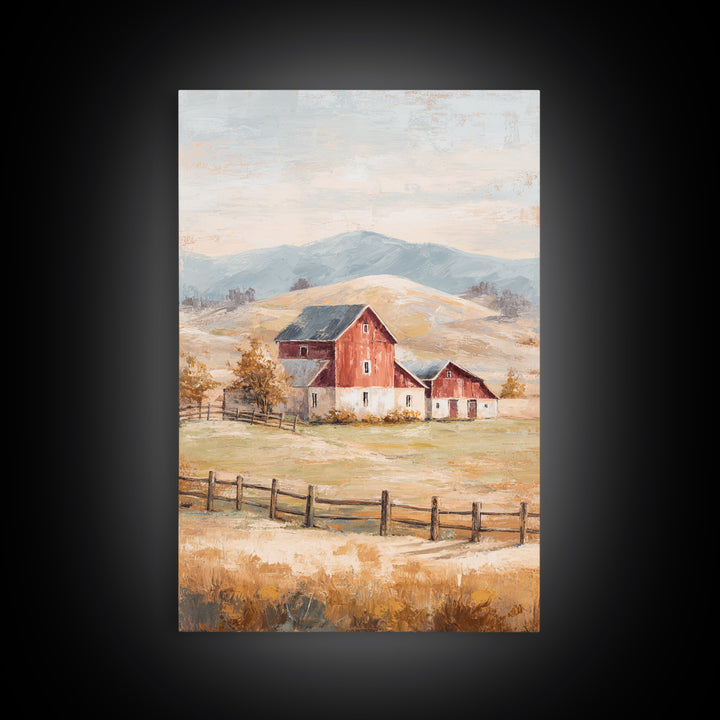 Country Landscape with Fence and Rolling Hills Canvas Print, Farmhouse Art, Printable Wall Art, Farmhouse Decor, Harvest, FAR-2x3-94