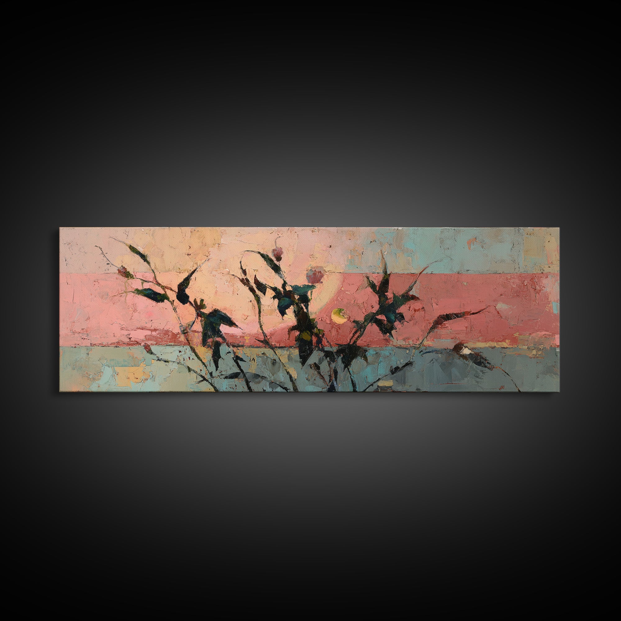 Chicken Family in a Garden Patch Framed Canvas Print, Farmhouse Art, Contemporary Art, Farmhouse Decor, Oil Painting, Harvest, FAR-3x1-55