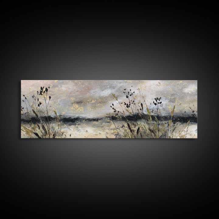 Cornfield under a Dramatic Summer Sky Canvas Print, Farmhouse Art, Gallery Decor, Farmhouse Decor, Oil Painting, Harvest, FAR-3x1-62