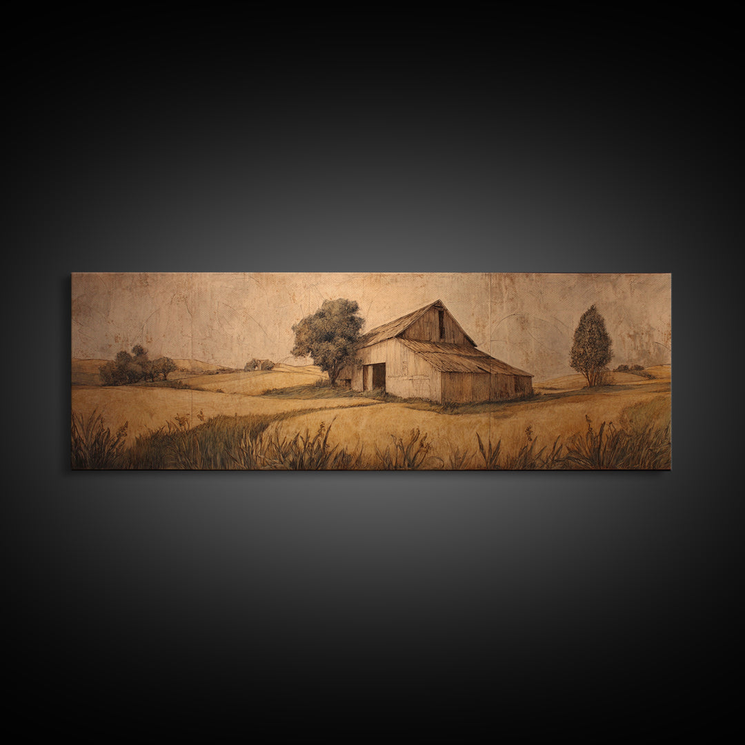 Windmill Silhouette at Sunset Framed Canvas Print, Farmhouse Art, Digital Wall Art, Farmhouse Decor, Fine Art, Harvest, FAR-3x1-9