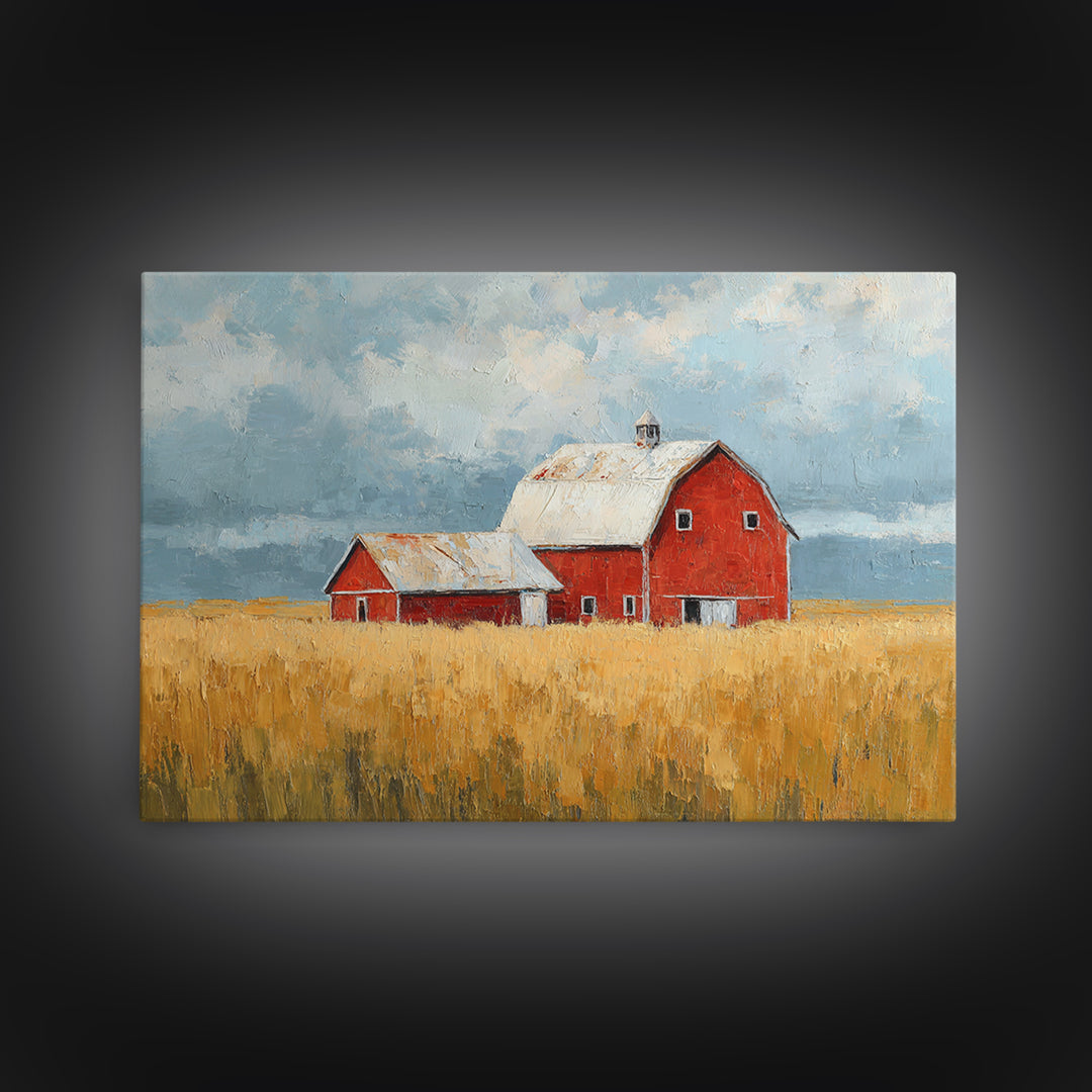 Cornfield under a Dramatic Summer Sky Framed Canvas Print, Farmhouse Art, Wall Decor, Farmhouse Decor, Fine Art, Harvest, FAR-3x2-2