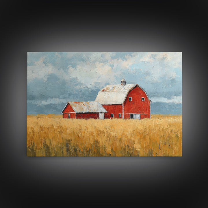 Cornfield under a Dramatic Summer Sky Framed Canvas Print, Farmhouse Art, Wall Decor, Farmhouse Decor, Fine Art, Harvest, FAR-3x2-2